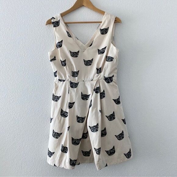 Leah Reena Goren x Anthropologie Cat Block Print White Dress Women's 6 - Picture 3 of 7